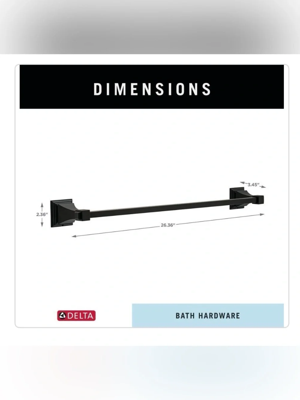 New Delta Lakewood Matte Black Wall-Mount Towel Bar 24”